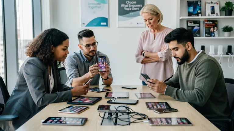 Choisir entre mobiles Android et Apple pour une petite équipe, hésitation et découverte en détail